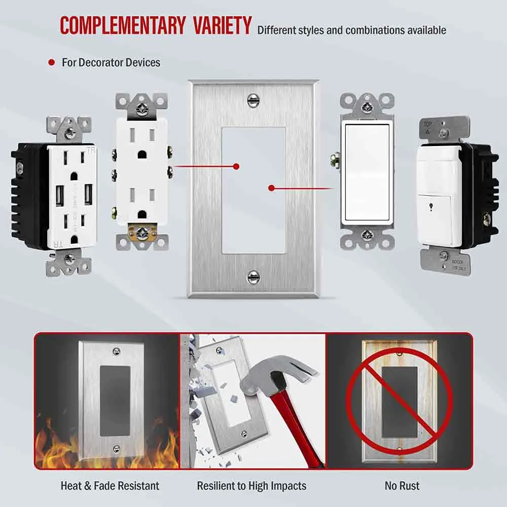 1-Gang Stainless Steel Decorator Wall Plate
