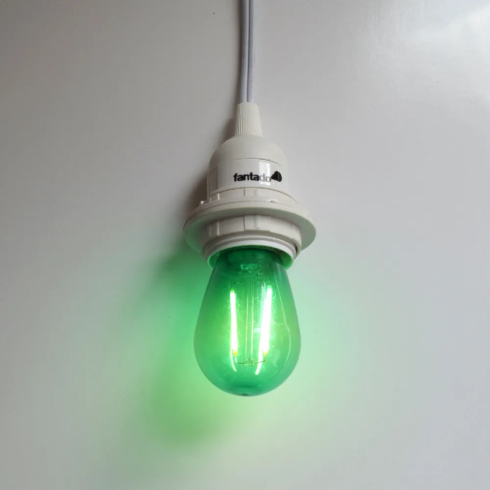 10-PACK Green LED Filament S14 Shatterproof Energy Saving Color Light Bulb, Dimmable, 2W,  E26 Medium Base