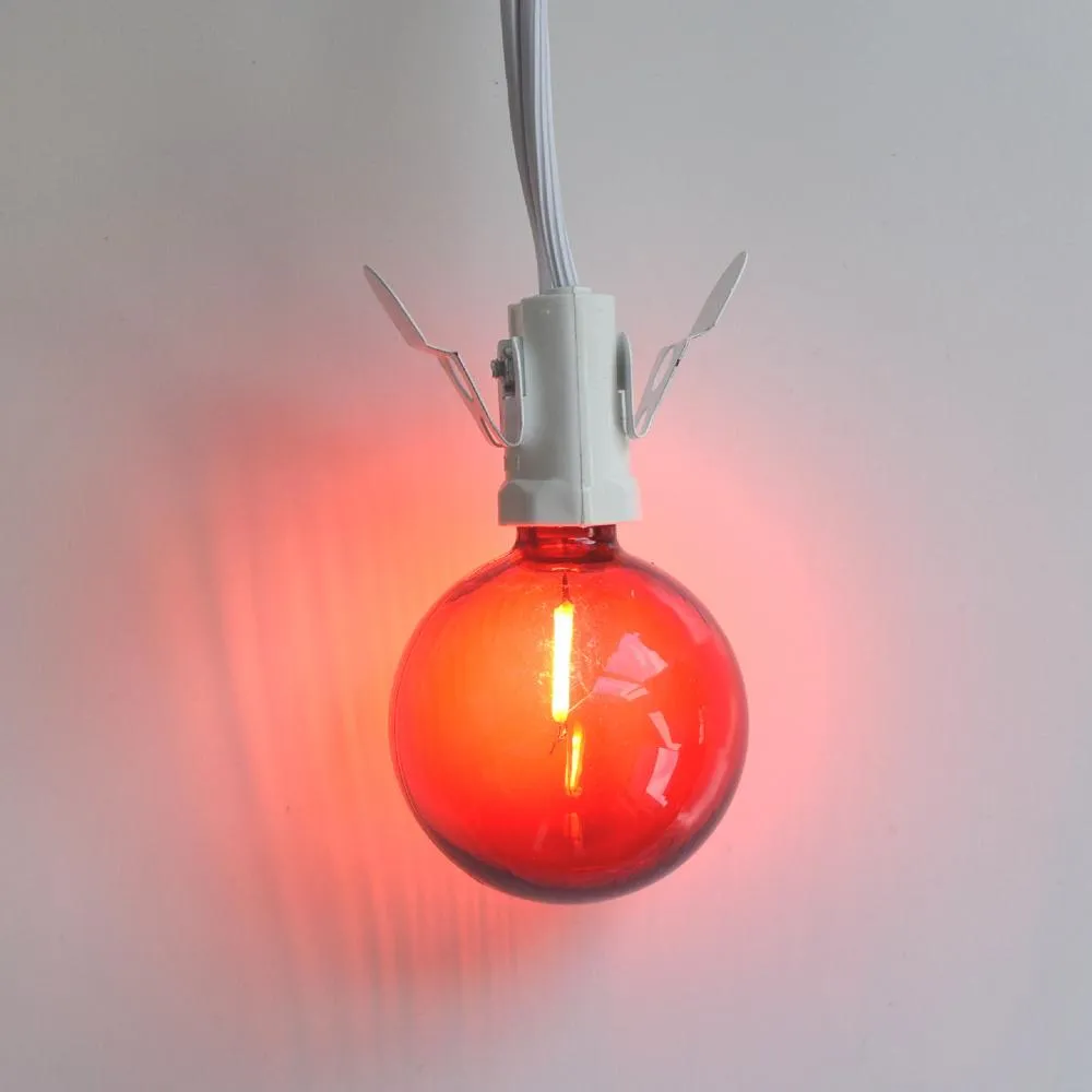 10-PACK Red LED Filament G50 Globe Shatterproof Energy Saving Color Light Bulb, Dimmable, 1W,  E12 Candelabra Base