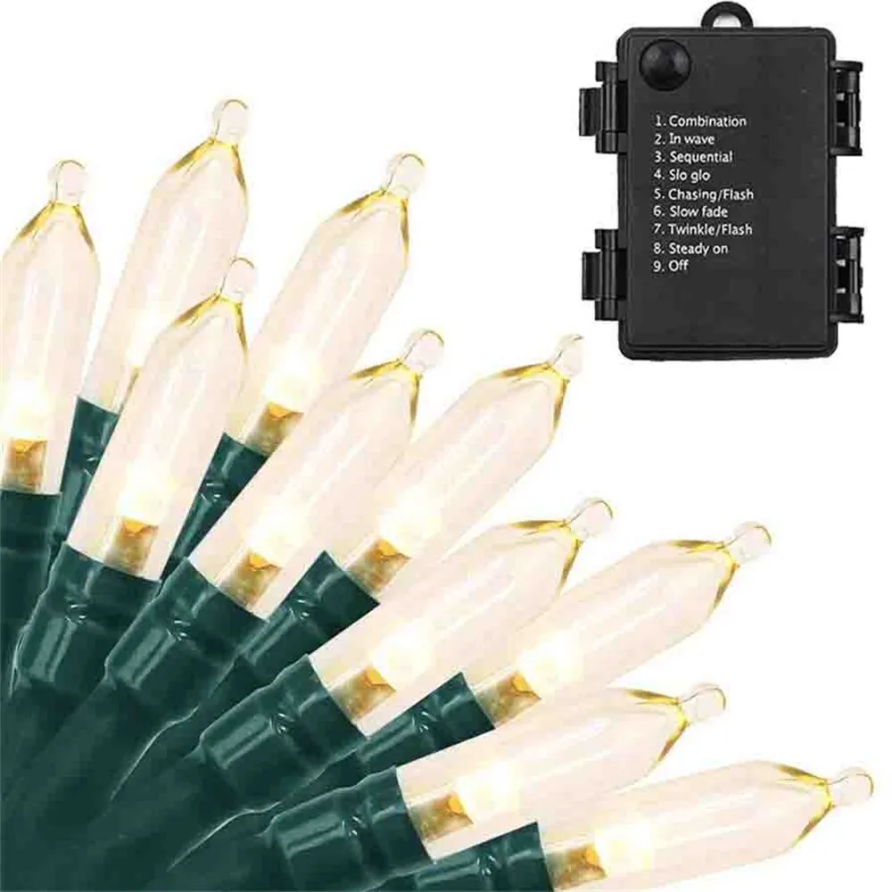 10M 100LED Halloween Lights Incandescent Christmas Mini Lights Battery Powered Clear Light String For Indoor Outdoor Patio Tree