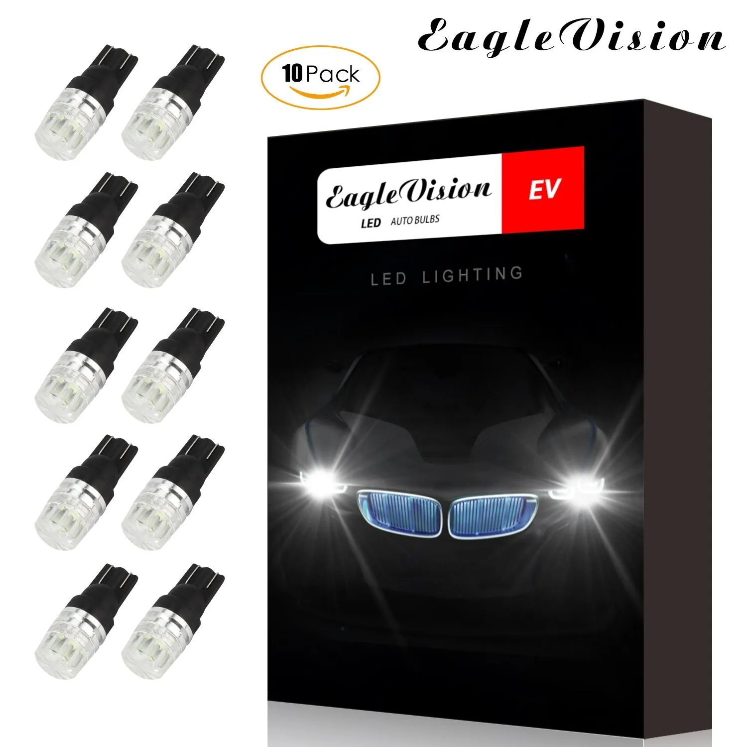 10pcs/set T10 LED Light Bulbs High Power Prismatic Lens Decoding