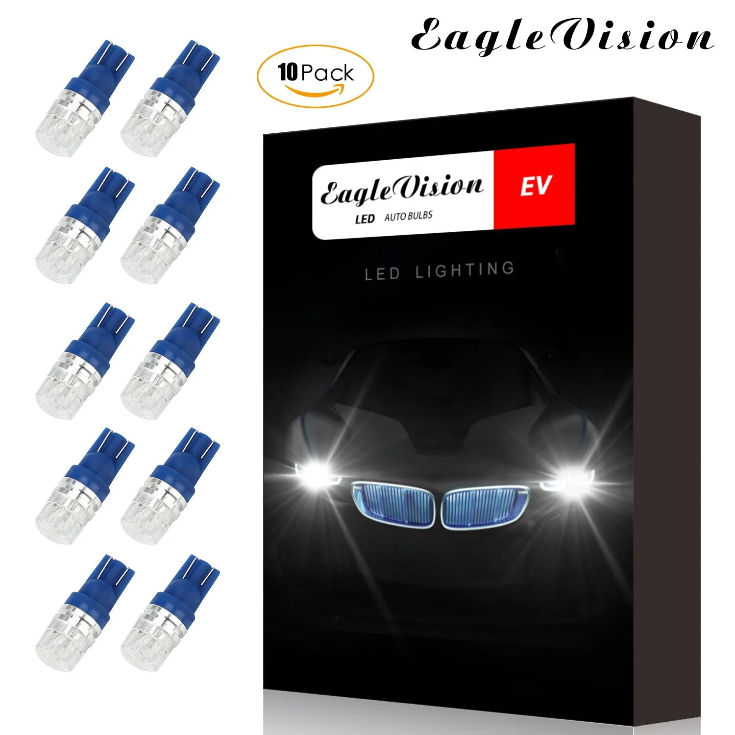 10pcs/set T10 LED Light Bulbs High Power Prismatic Lens Decoding