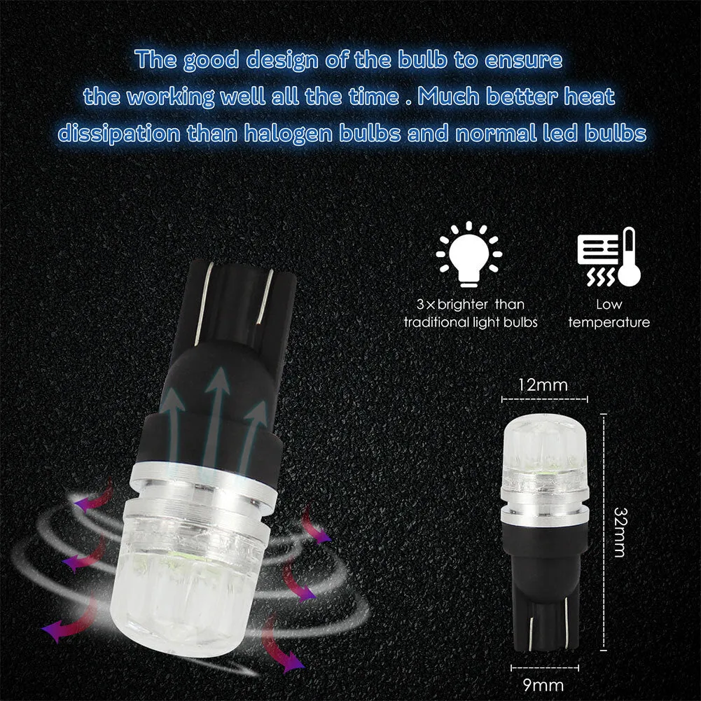 10pcs/set T10 LED Light Bulbs High Power Prismatic Lens Decoding