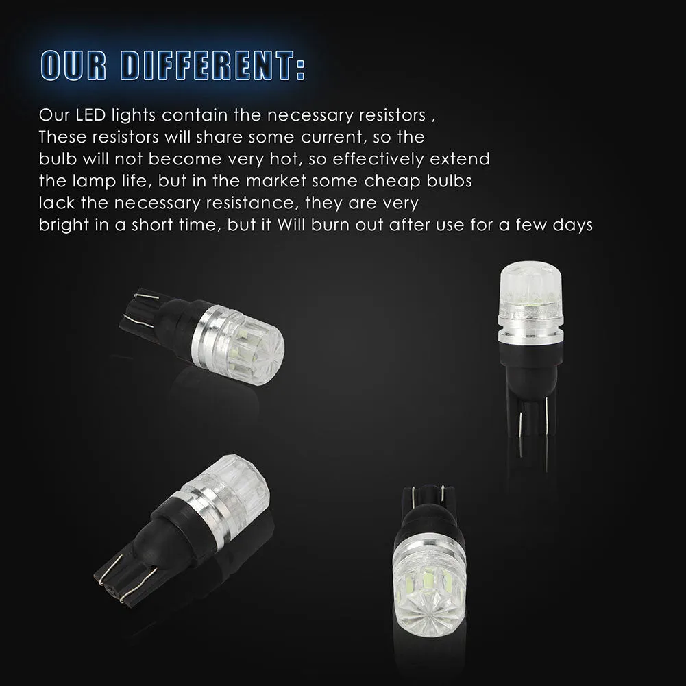 10pcs/set T10 LED Light Bulbs High Power Prismatic Lens Decoding