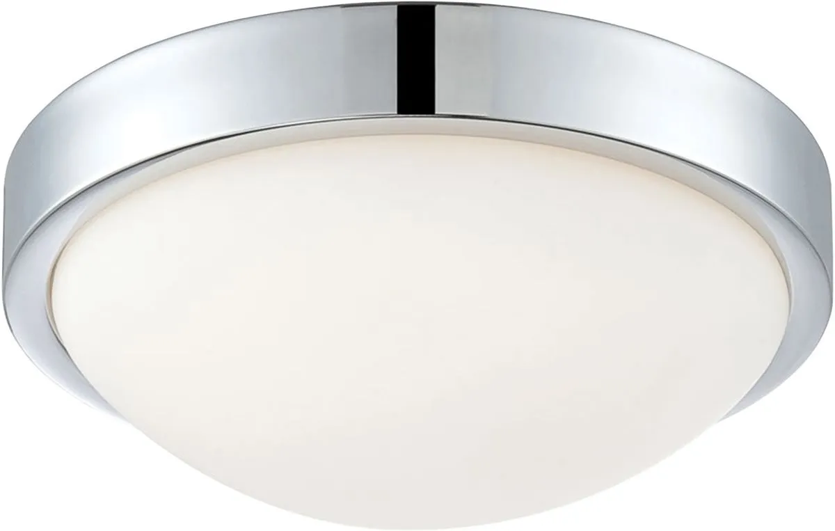 10"W Sydney LED Flushmount Light Chrome/White Opal Glass