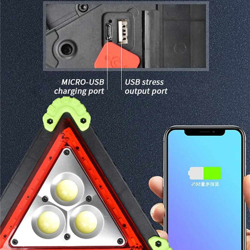 10W LED Triangle Warning Stop Sign Car Breakdown Emergency Safety