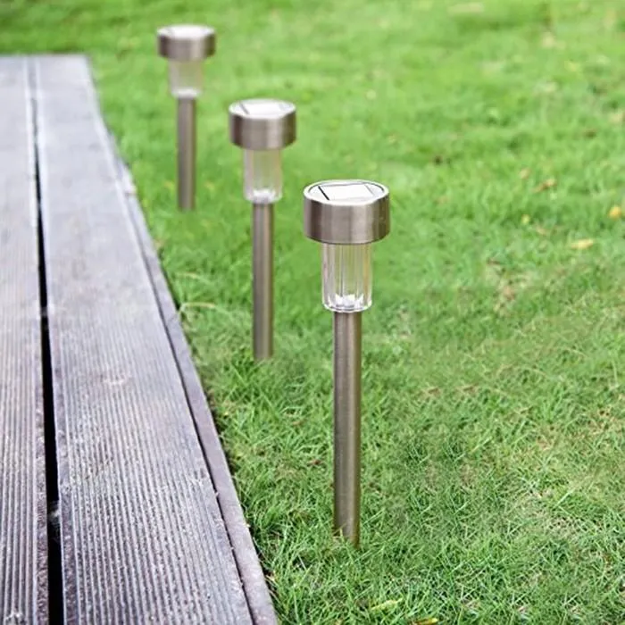 12-Pack: Stainless Steel Solar Powered Pathway Garden Light
