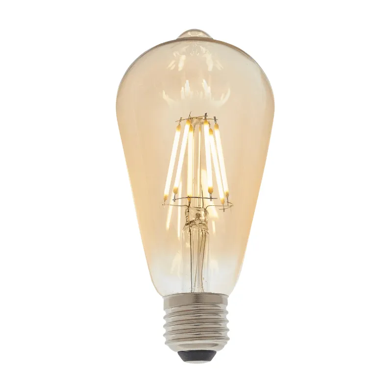 Pack of 12, Dimmable 6W E27 LED Filament Light Bulbs, Amber Pear Shaped, Energy-Efficient