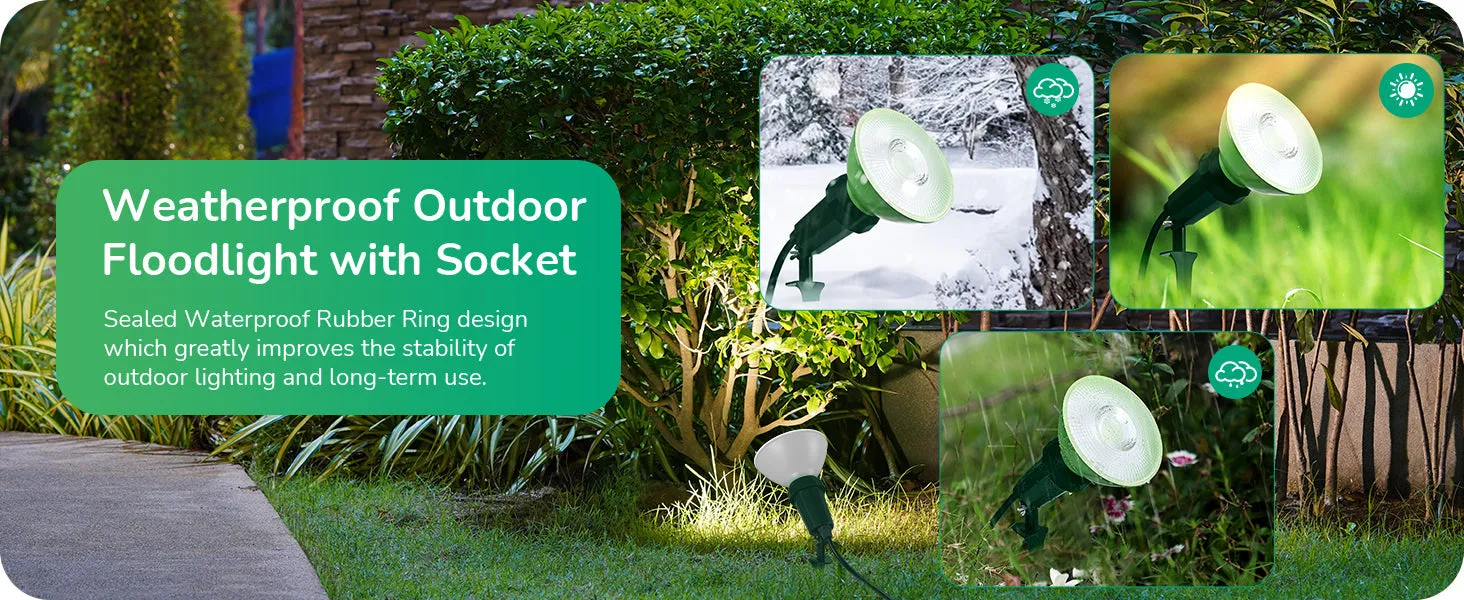 120° Adjustable Outdoor Spotlights with 6FT Cord (2 Pack)-HGSL11B