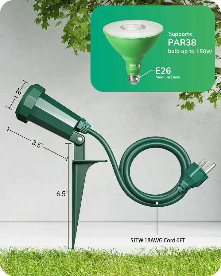 120° Adjustable Outdoor Spotlights with 6FT Cord (2 Pack)-HGSL11B