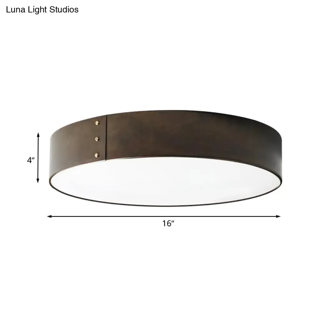 12"/16" Wide Drum Minimalist Acrylic LED Flush Mount Ceiling Fixture in Grey Finish for Bedroom in Warm/White Light