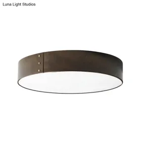12"/16" Wide Drum Minimalist Acrylic LED Flush Mount Ceiling Fixture in Grey Finish for Bedroom in Warm/White Light