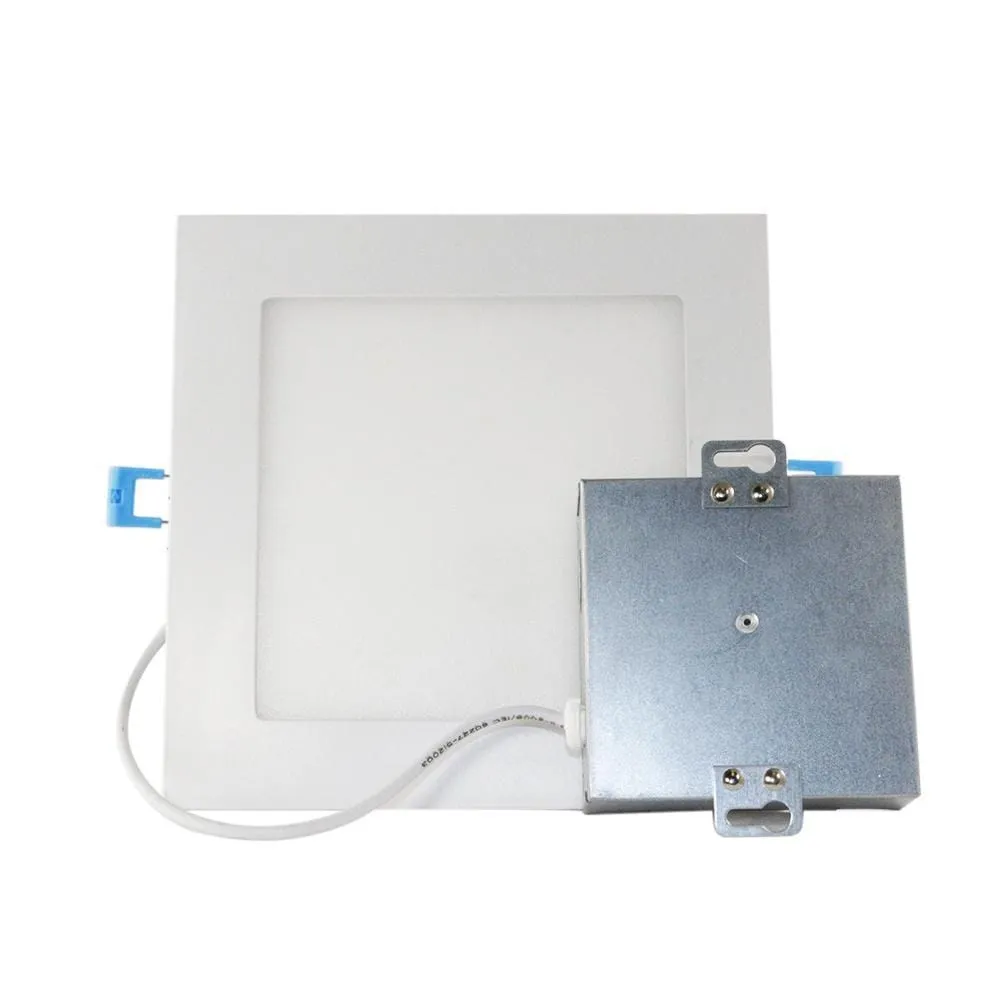 12W 6in. Recessed Dimmable Square Slim LED Downlight - 120 Degree Beam - 120V - CRI>80 - Junction Box - 900 Lm
