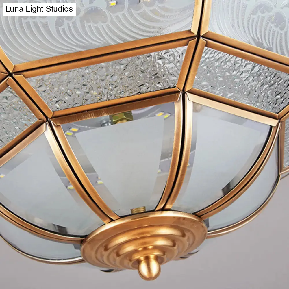 13"/21" LED Bowl Ceiling Light: Colonial Brass Finish with Opal Glass Flush Fixture - Ideal for Bedroom