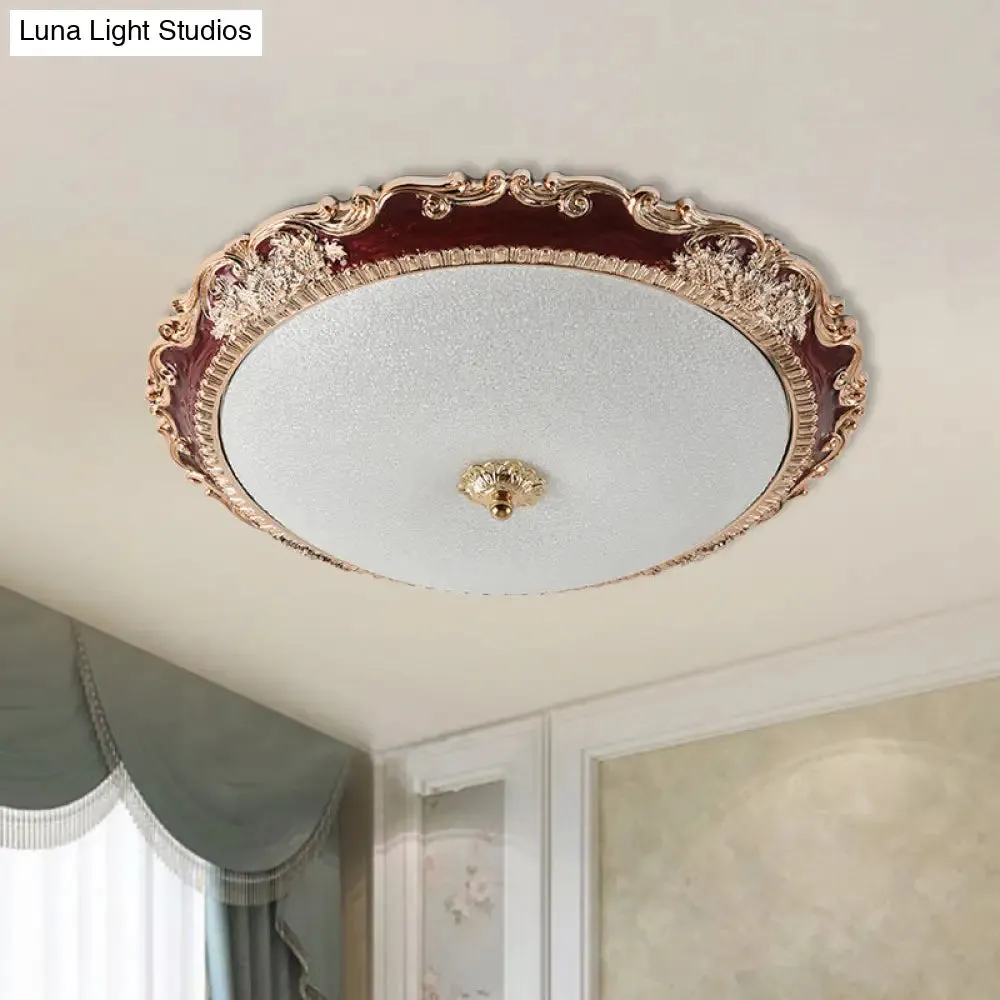 14"/16"/19.5" LED Bowl Flush Mount Lamp Countryside Red/Blue Finish Ceiling Light for Bedroom