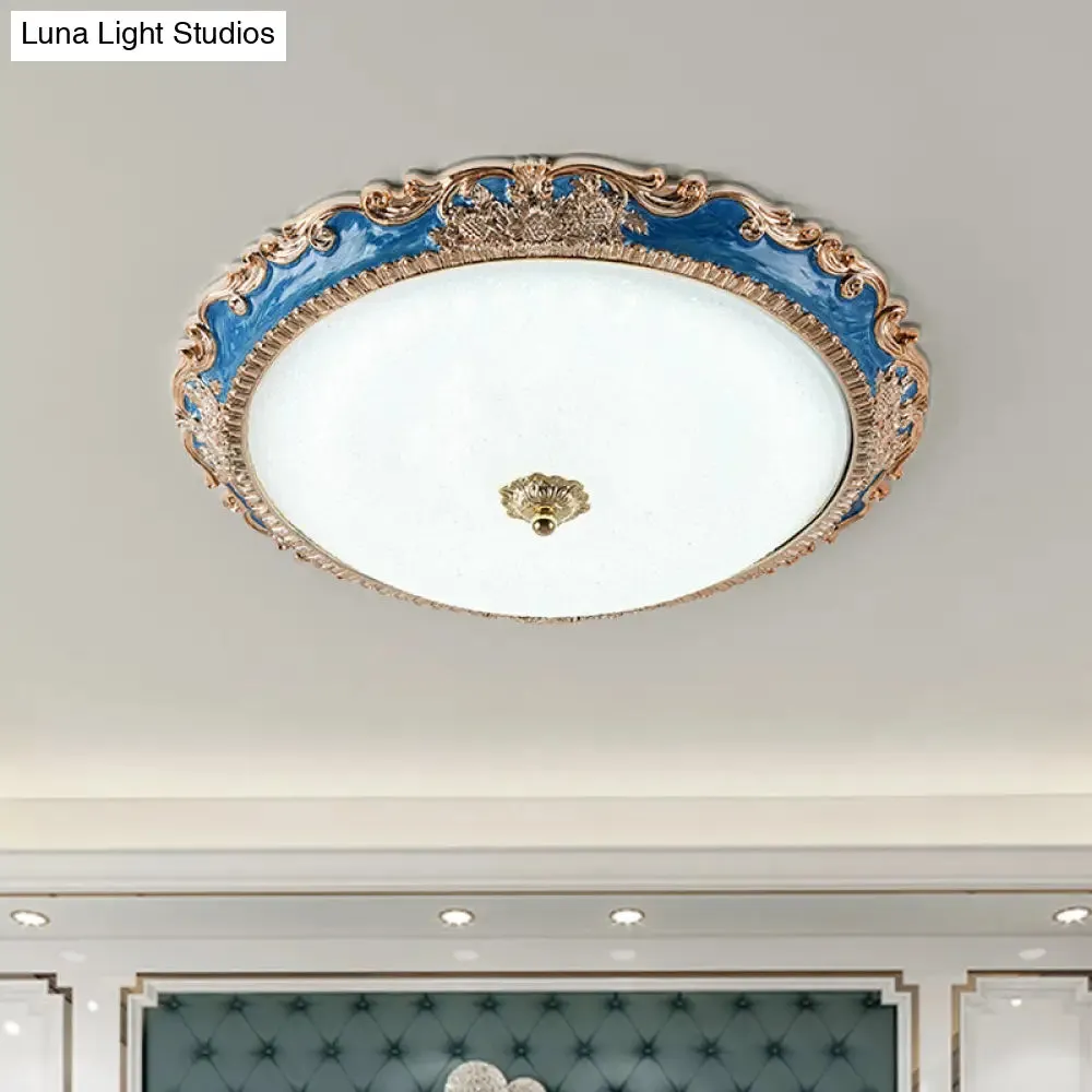 14"/16"/19.5" LED Bowl Flush Mount Lamp Countryside Red/Blue Finish Ceiling Light for Bedroom