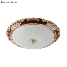 14"/16"/19.5" LED Bowl Flush Mount Lamp Countryside Red/Blue Finish Ceiling Light for Bedroom