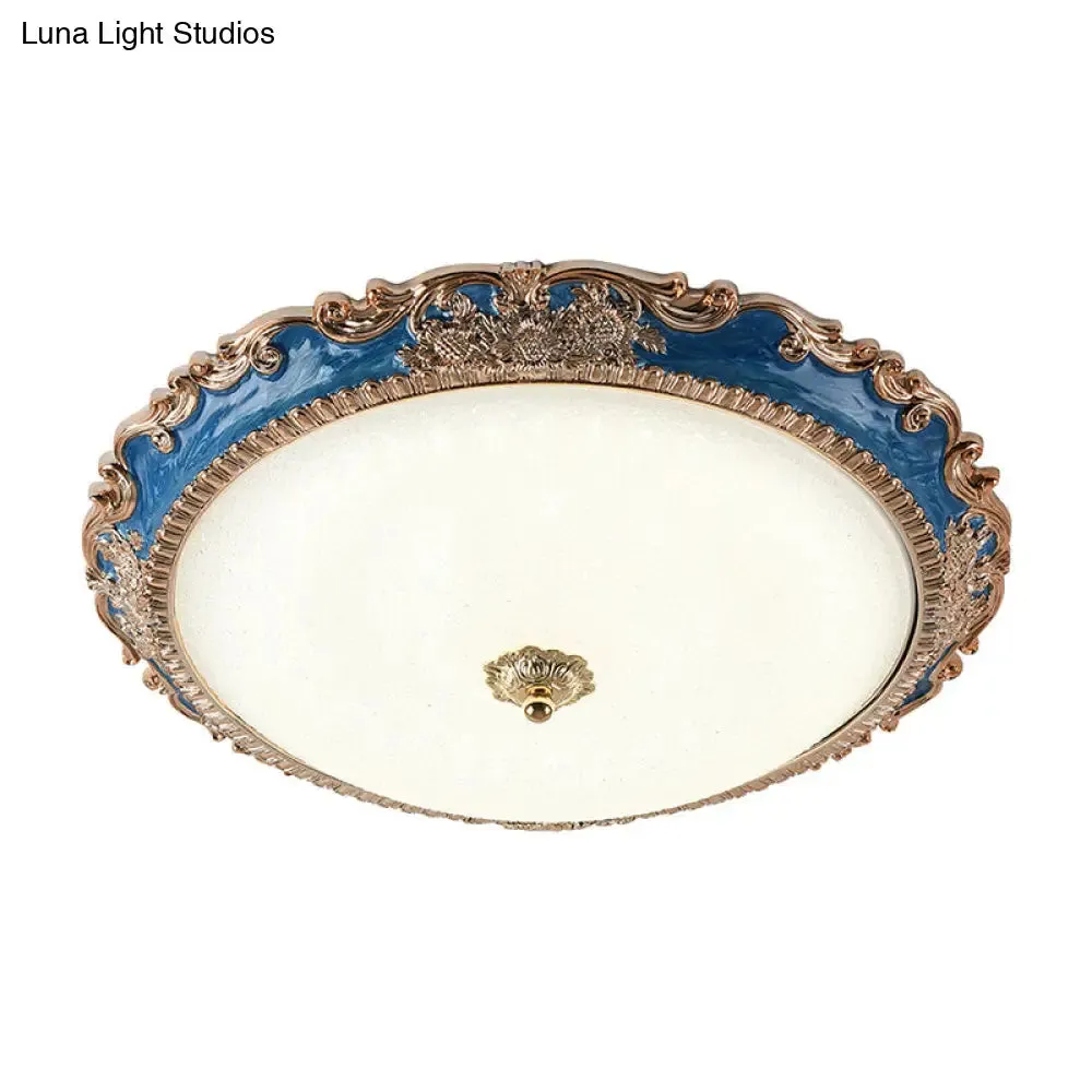 14"/16"/19.5" LED Bowl Flush Mount Lamp Countryside Red/Blue Finish Ceiling Light for Bedroom