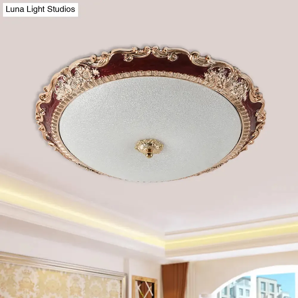 14"/16"/19.5" LED Bowl Flush Mount Lamp Countryside Red/Blue Finish Ceiling Light for Bedroom