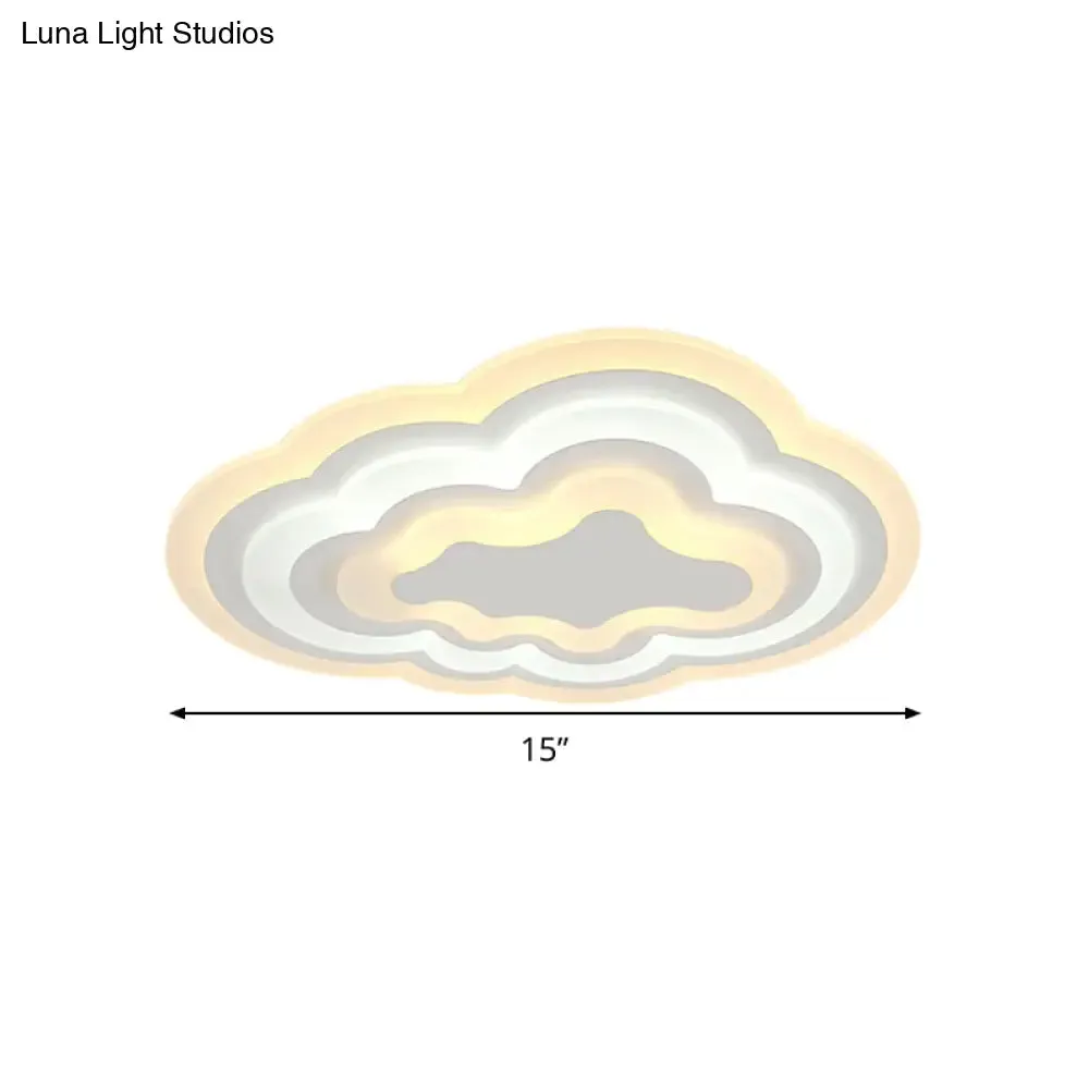 15"/18"/23.5" W Acrylic Cloud Flush Mount LED Light Fixture in Warm/White Light - Minimalist Indoor Lighting