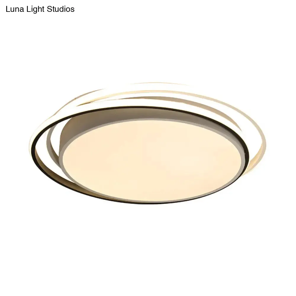 15"/19" W LED Flush Ring Light - Simple Style Metal Ceiling Lighting in Black/White Warm/White/3 Color Light