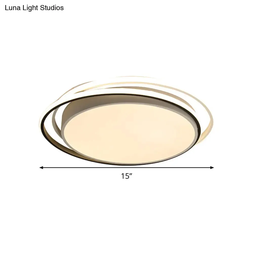 15"/19" W LED Flush Ring Light - Simple Style Metal Ceiling Lighting in Black/White Warm/White/3 Color Light