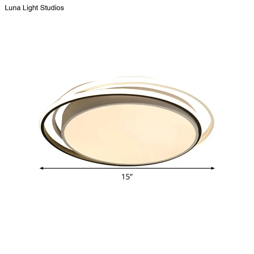 15"/19" W LED Flush Ring Light - Simple Style Metal Ceiling Lighting in Black/White Warm/White/3 Color Light