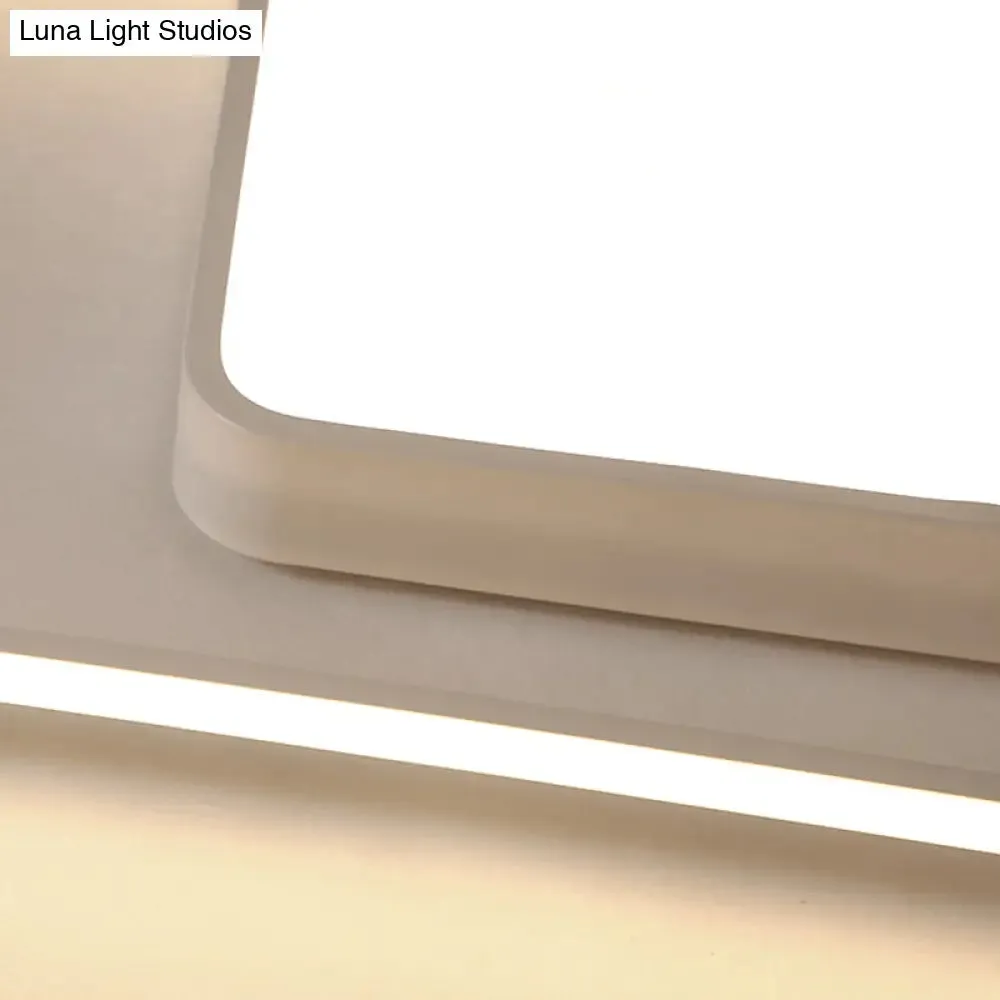 16-35.5" W Modern White Rectangle Ceiling Light with High Penetrated Acrylic LED - Flushmount in Warm/White/3 Color Light