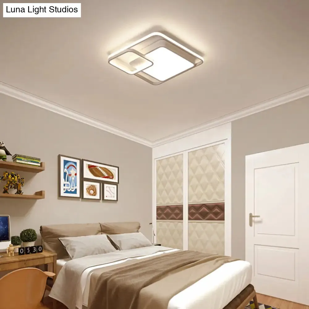 16-35.5" W Modern White Rectangle Ceiling Light with High Penetrated Acrylic LED - Flushmount in Warm/White/3 Color Light