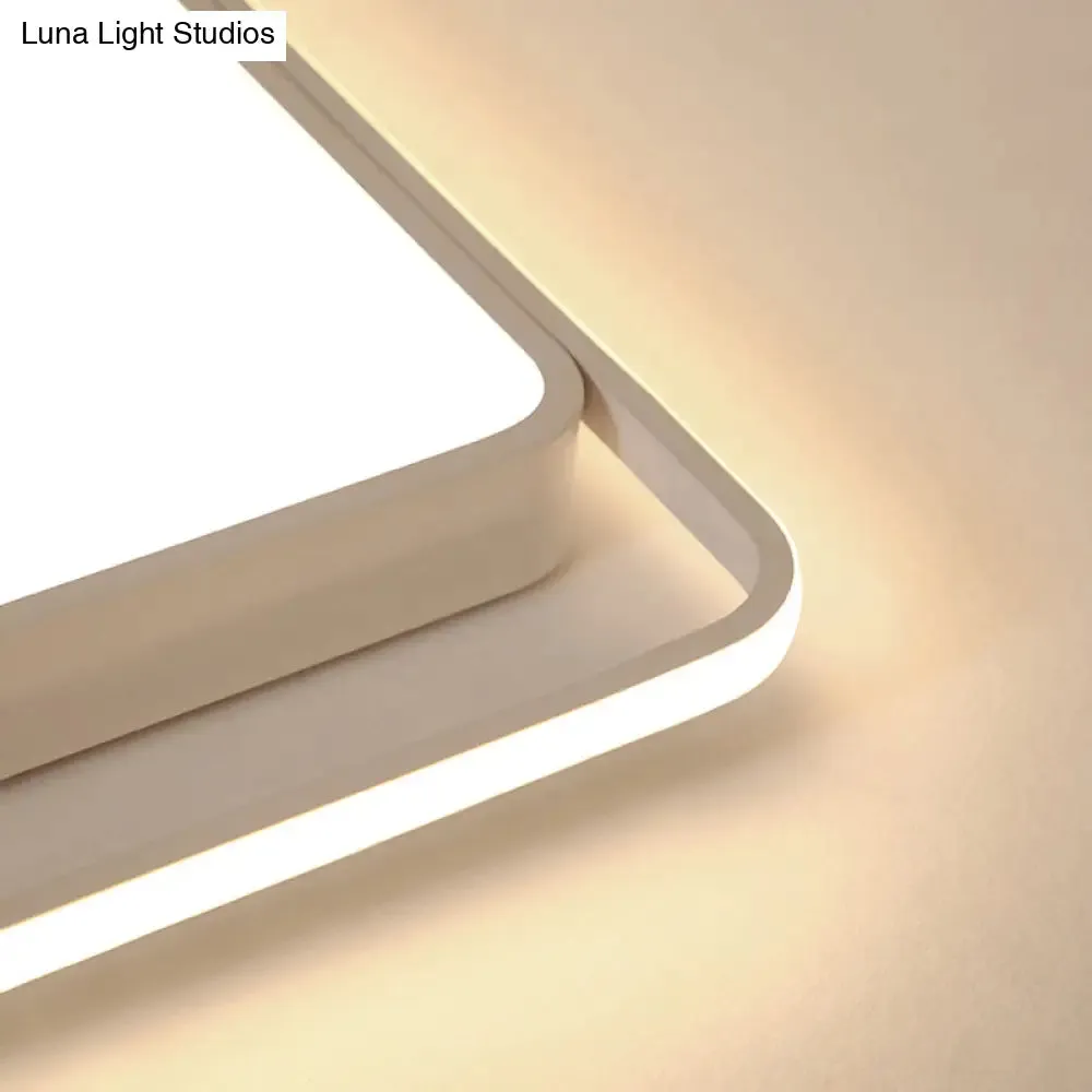 16-35.5" W Modern White Rectangle Ceiling Light with High Penetrated Acrylic LED - Flushmount in Warm/White/3 Color Light