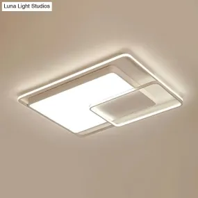 16-35.5" W Modern White Rectangle Ceiling Light with High Penetrated Acrylic LED - Flushmount in Warm/White/3 Color Light