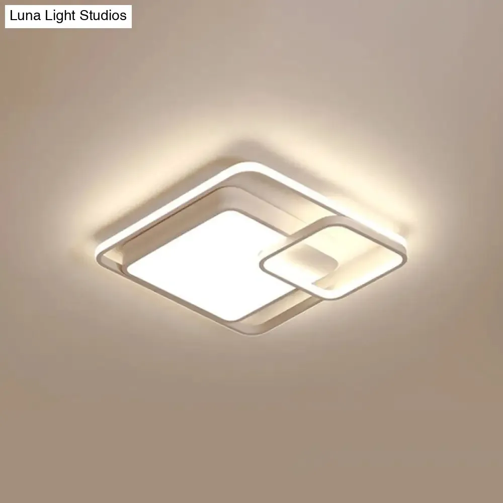 16-35.5" W Modern White Rectangle Ceiling Light with High Penetrated Acrylic LED - Flushmount in Warm/White/3 Color Light