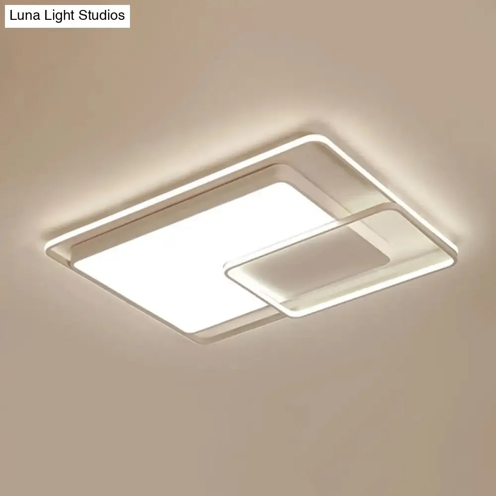 16-35.5" W Modern White Rectangle Ceiling Light with High Penetrated Acrylic LED - Flushmount in Warm/White/3 Color Light
