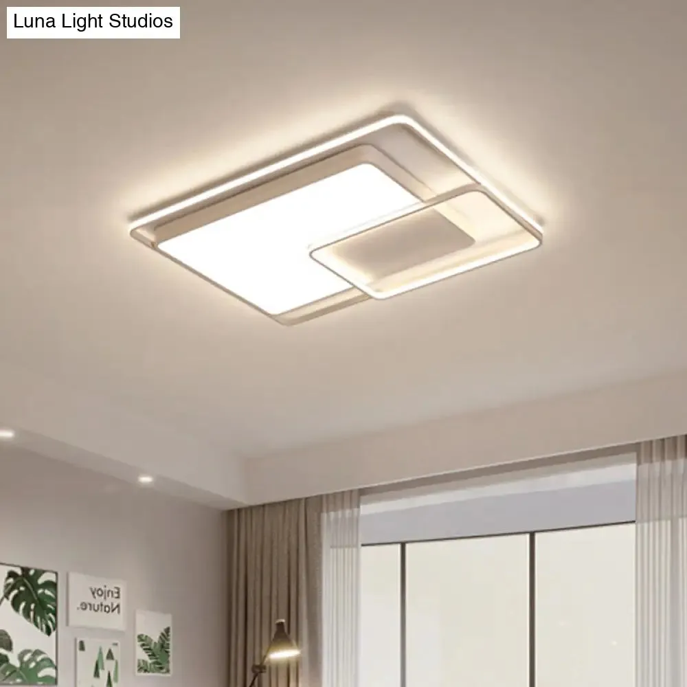 16-35.5" W Modern White Rectangle Ceiling Light with High Penetrated Acrylic LED - Flushmount in Warm/White/3 Color Light