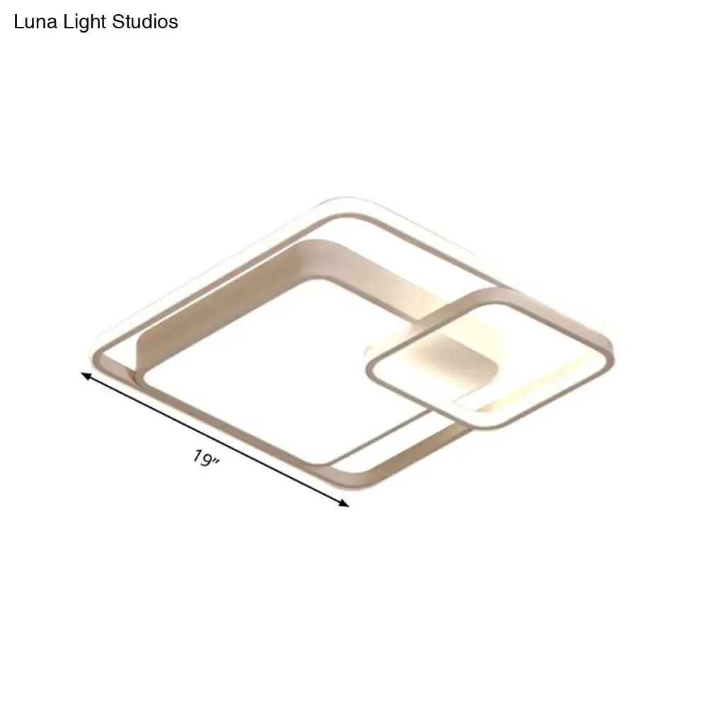 16-35.5" W Modern White Rectangle Ceiling Light with High Penetrated Acrylic LED - Flushmount in Warm/White/3 Color Light