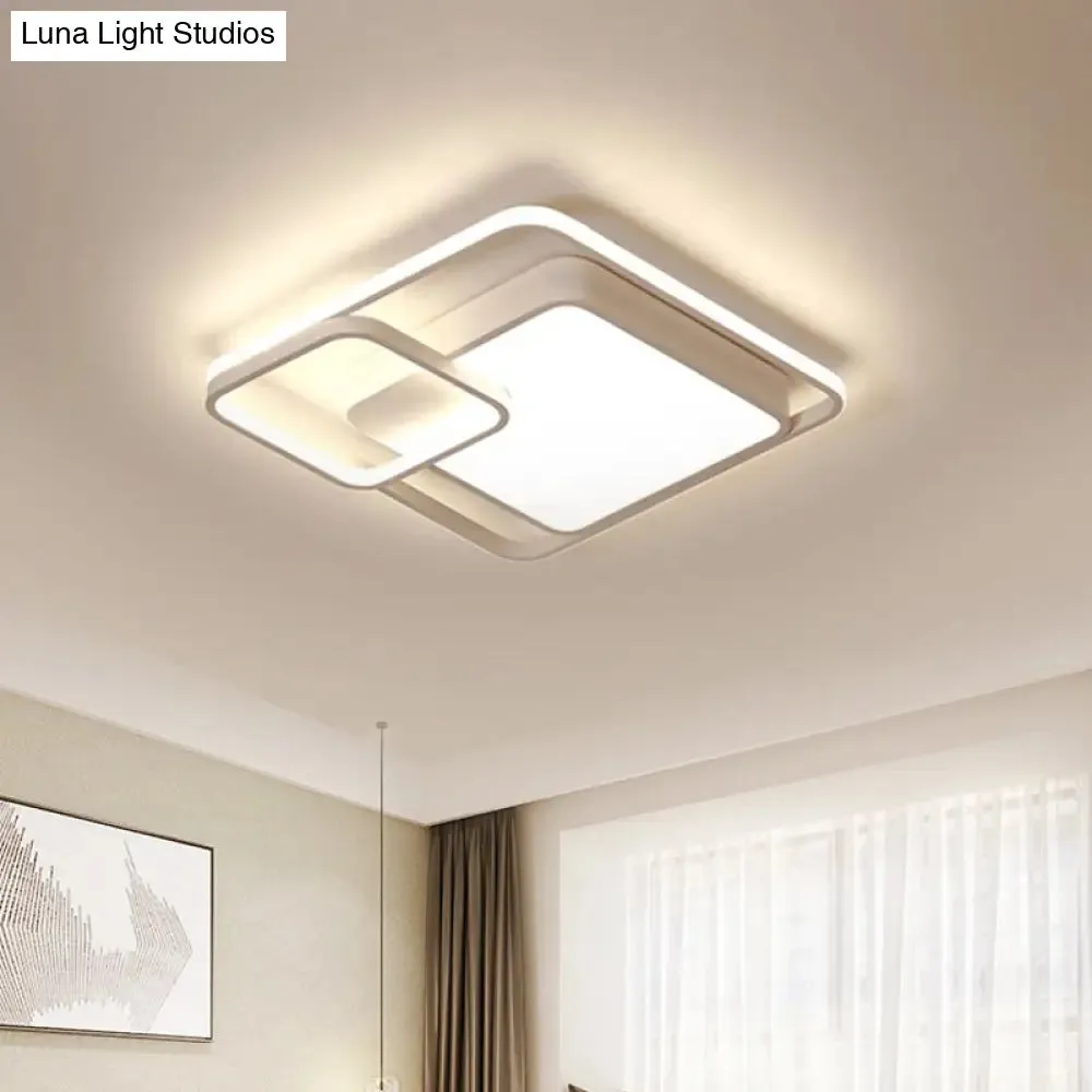 16-35.5" W Modern White Rectangle Ceiling Light with High Penetrated Acrylic LED - Flushmount in Warm/White/3 Color Light