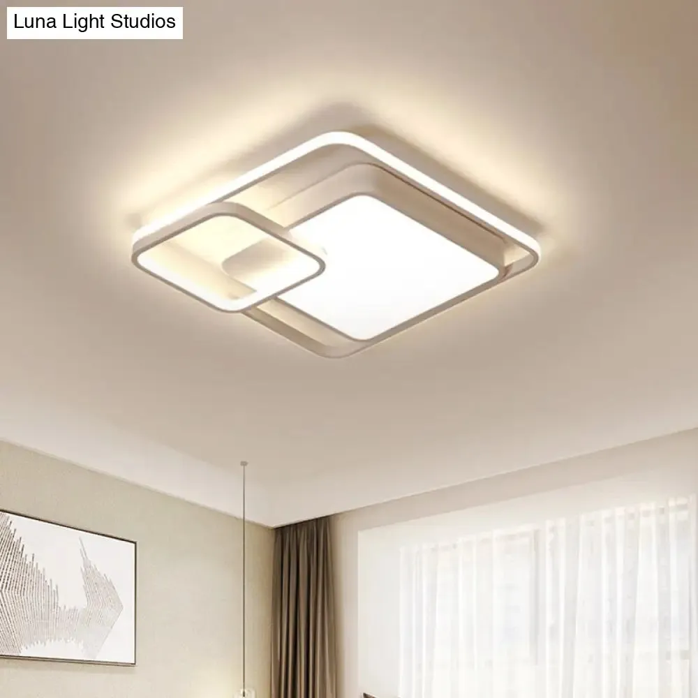 16-35.5" W Modern White Rectangle Ceiling Light with High Penetrated Acrylic LED - Flushmount in Warm/White/3 Color Light