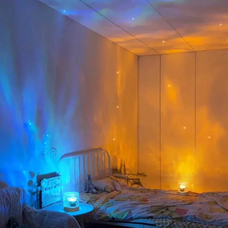 16 Color Dynamic Water Ripple Night Light USB Rechargeable Bedroom Atmosphere light Bedside Flame Table Light Creative Gift