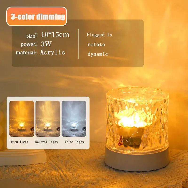 16 Color Dynamic Water Ripple Night Light USB Rechargeable Bedroom Atmosphere light Bedside Flame Table Light Creative Gift