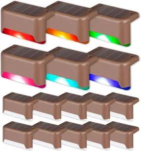 16 Pack Color Changing Solar Deck Lights Outdoor Waterproof for Outdoor Stair, Step, Fence, Patio and Yard.