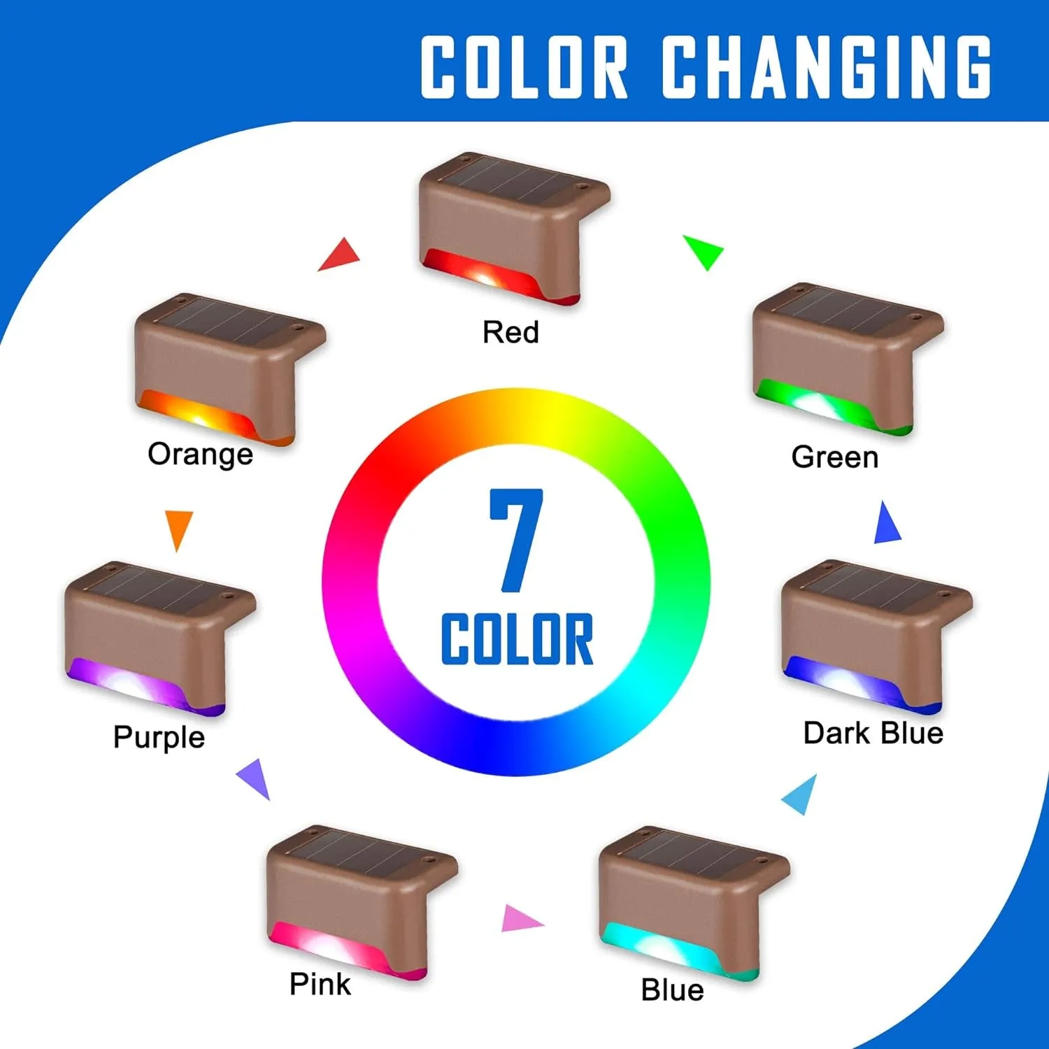 16 Pack Color Changing Solar Deck Lights Outdoor Waterproof for Outdoor Stair, Step, Fence, Patio and Yard.