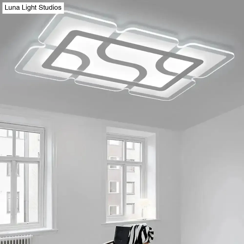 16.5" / 35.5" / 47" Modern LED Flush Light Fixture - White Square/Rectangle - Ultra-thin Close to Ceiling Light with Acrylic Shade