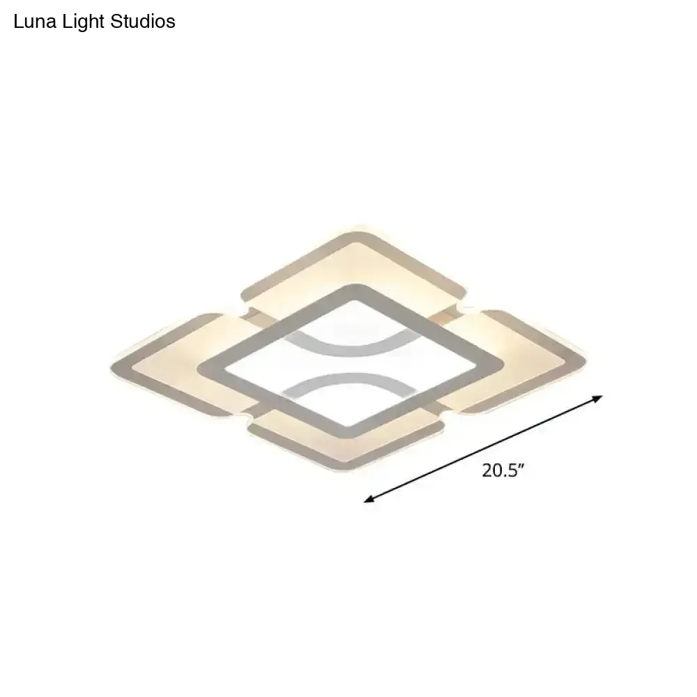 16.5" / 35.5" / 47" Modern LED Flush Light Fixture - White Square/Rectangle - Ultra-thin Close to Ceiling Light with Acrylic Shade