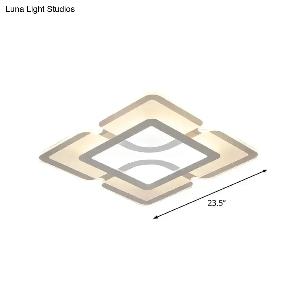 16.5" / 35.5" / 47" Modern LED Flush Light Fixture - White Square/Rectangle - Ultra-thin Close to Ceiling Light with Acrylic Shade