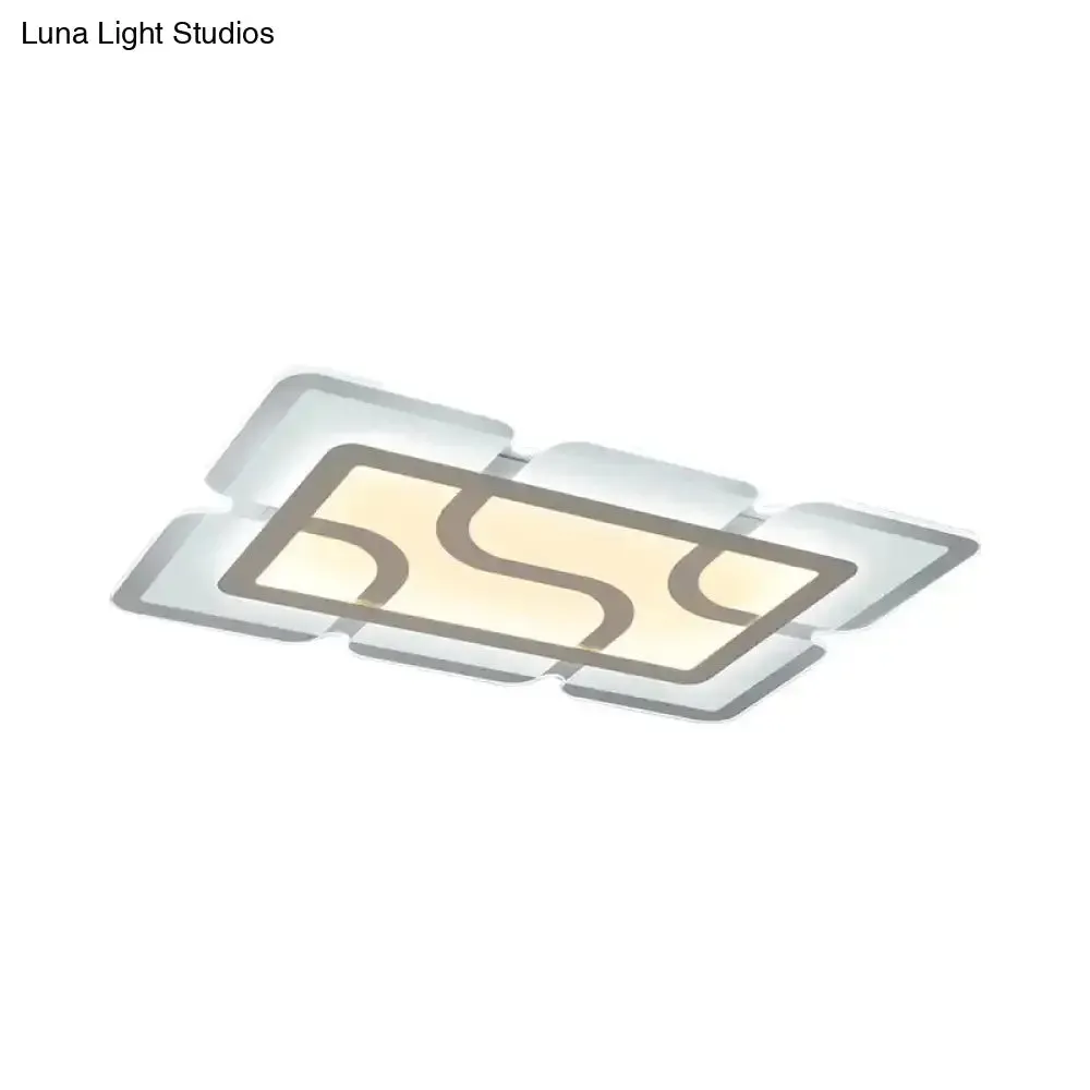 16.5" / 35.5" / 47" Modern LED Flush Light Fixture - White Square/Rectangle - Ultra-thin Close to Ceiling Light with Acrylic Shade