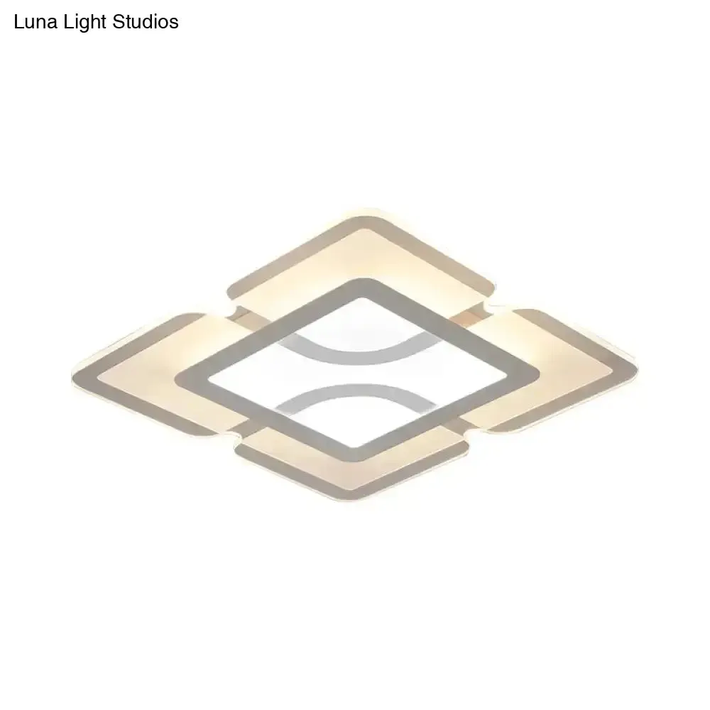 16.5" / 35.5" / 47" Modern LED Flush Light Fixture - White Square/Rectangle - Ultra-thin Close to Ceiling Light with Acrylic Shade