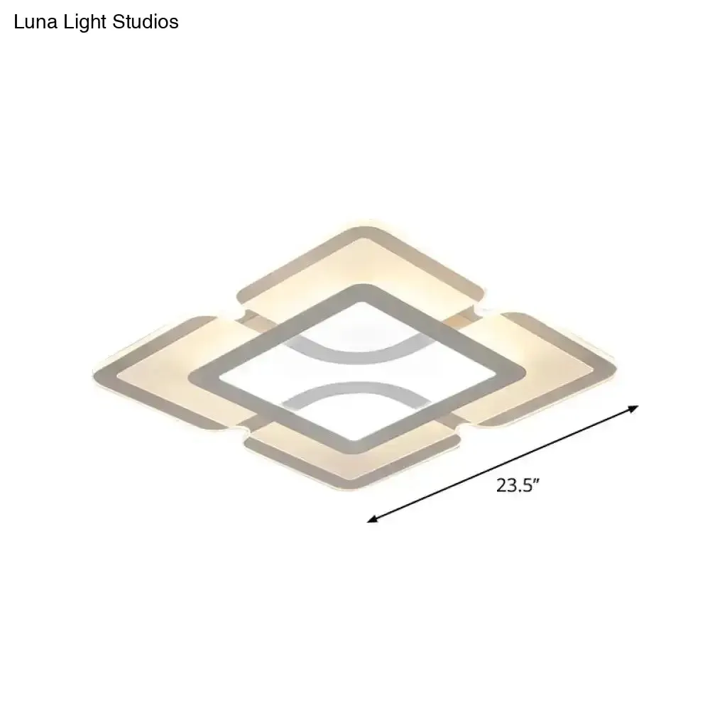 16.5" / 35.5" / 47" Modern LED Flush Light Fixture - White Square/Rectangle - Ultra-thin Close to Ceiling Light with Acrylic Shade