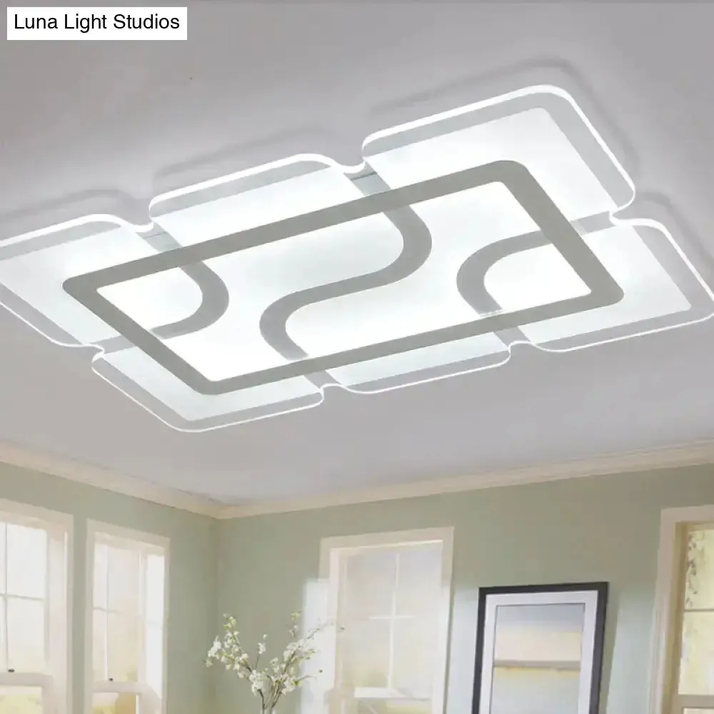 16.5" / 35.5" / 47" Modern LED Flush Light Fixture - White Square/Rectangle - Ultra-thin Close to Ceiling Light with Acrylic Shade