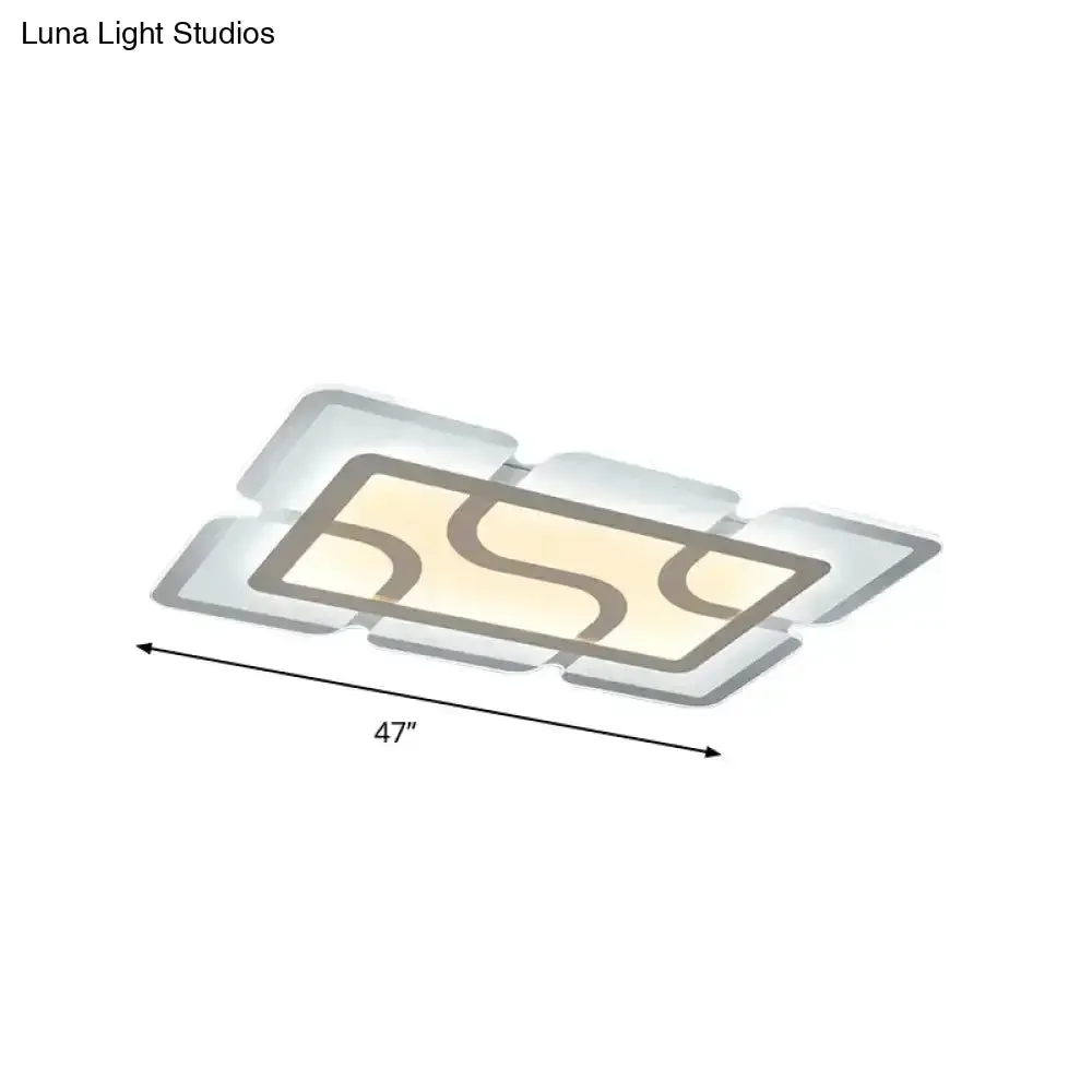 16.5" / 35.5" / 47" Modern LED Flush Light Fixture - White Square/Rectangle - Ultra-thin Close to Ceiling Light with Acrylic Shade