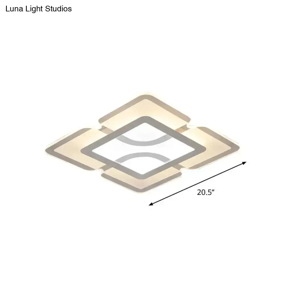 16.5" / 35.5" / 47" Modern LED Flush Light Fixture - White Square/Rectangle - Ultra-thin Close to Ceiling Light with Acrylic Shade